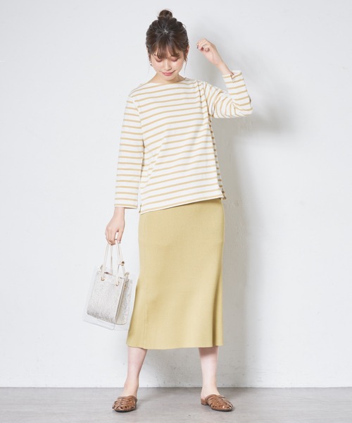 natural couture(ナチュラルクチュール)の「便利なベーシックボーダーT(Tシャツ/カットソー・レディース・ブラック/ベージュ/サックスブルー/イエロー/ピンク・FREE)」の20枚目の写真