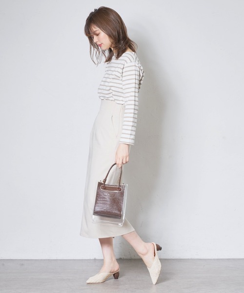 natural couture(ナチュラルクチュール)の「便利なベーシックボーダーT(Tシャツ/カットソー・レディース・ブラック/ベージュ/サックスブルー/イエロー/ピンク・FREE)」の10枚目の写真