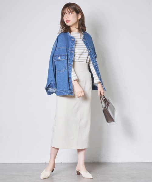 natural couture(ナチュラルクチュール)の「便利なベーシックボーダーT(Tシャツ/カットソー・レディース・ブラック/ベージュ/サックスブルー/イエロー/ピンク・FREE)」の12枚目の写真