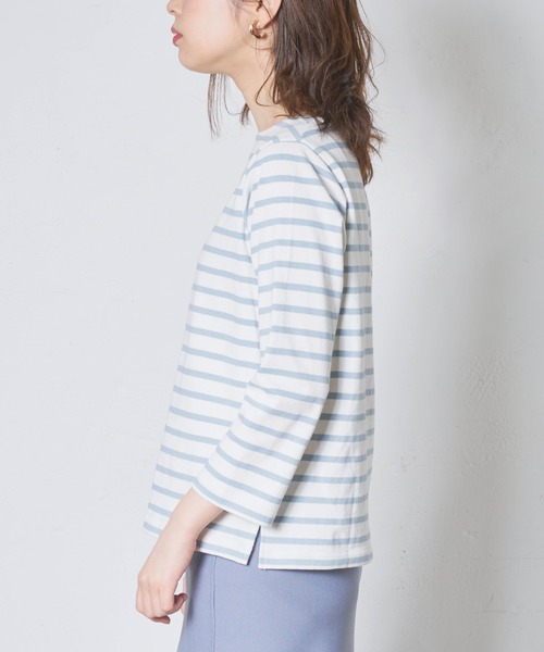 natural couture(ナチュラルクチュール)の「便利なベーシックボーダーT(Tシャツ/カットソー・レディース・ブラック/ベージュ/サックスブルー/イエロー/ピンク・FREE)」の22枚目の写真
