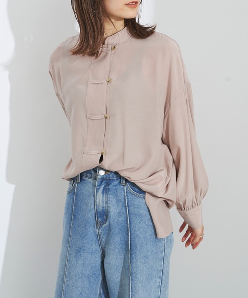 prose verse(プロズヴェール)の「チャイナシャツ チャイナブラウス(シャツ/ブラウス・レディース・オフホワイト/ブラック/グレイッシュベージュ/ミント・フリ-)」の1枚目の写真