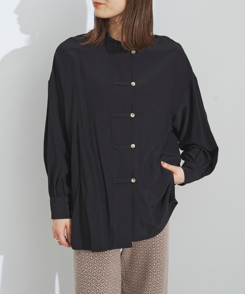 prose verse(プロズヴェール)の「チャイナシャツ チャイナブラウス(シャツ/ブラウス・レディース・オフホワイト/ブラック/グレイッシュベージュ/ミント・フリ-)」の3枚目の写真