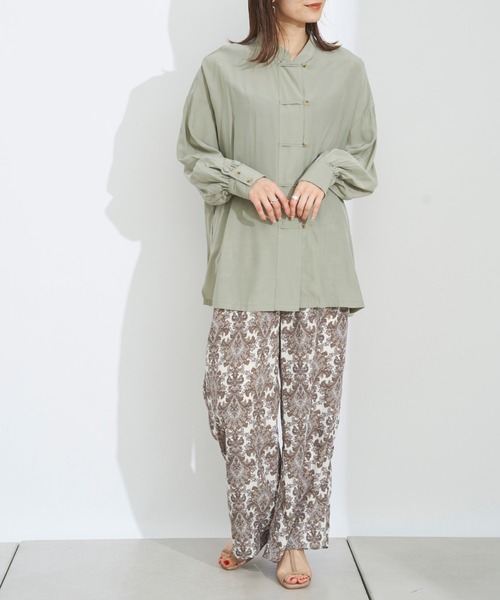 prose verse(プロズヴェール)の「チャイナシャツ チャイナブラウス(シャツ/ブラウス・レディース・オフホワイト/ブラック/グレイッシュベージュ/ミント・フリ-)」の12枚目の写真