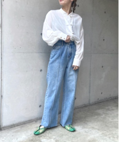 prose verse(プロズヴェール)の「チャイナシャツ チャイナブラウス(シャツ/ブラウス・レディース・オフホワイト/ブラック/グレイッシュベージュ/ミント・フリ-)」の5枚目の写真