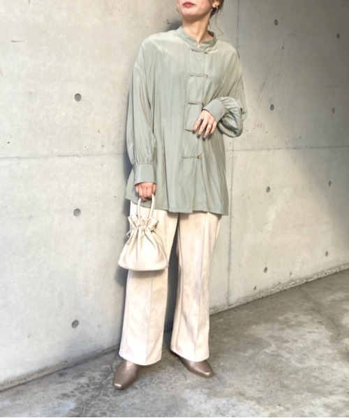 prose verse(プロズヴェール)の「チャイナシャツ チャイナブラウス(シャツ/ブラウス・レディース・オフホワイト/ブラック/グレイッシュベージュ/ミント・フリ-)」の13枚目の写真