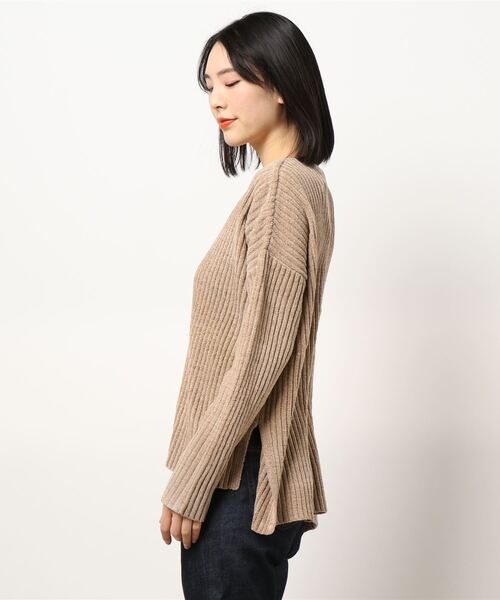TRUNC(トランクエイティーエイト)の「Rib Mogol Yarn Knit TOPS(ニット/セーター・レディース・ネイビー/ベージュ・FREE)」の6枚目の写真