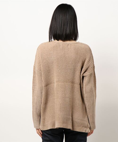 TRUNC(トランクエイティーエイト)の「Rib Mogol Yarn Knit TOPS(ニット/セーター・レディース・ネイビー/ベージュ・FREE)」の10枚目の写真