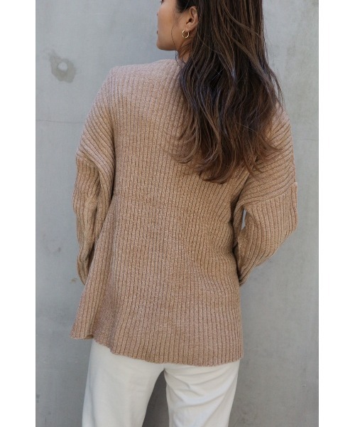 TRUNC(トランクエイティーエイト)の「Rib Mogol Yarn Knit TOPS(ニット/セーター・レディース・ネイビー/ベージュ・FREE)」の7枚目の写真