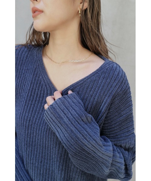 TRUNC(トランクエイティーエイト)の「Rib Mogol Yarn Knit TOPS(ニット/セーター・レディース・ネイビー/ベージュ・FREE)」の22枚目の写真