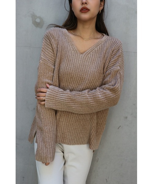 TRUNC(トランクエイティーエイト)の「Rib Mogol Yarn Knit TOPS(ニット/セーター・レディース・ネイビー/ベージュ・FREE)」の14枚目の写真