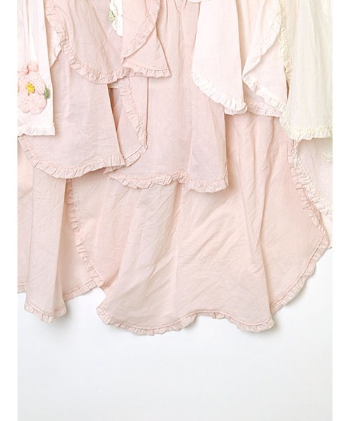【新品】PINK HOUSE フリルロングベスト PINK HOUSE ベスト ジレ フリル使いダンガリーベスト レディース
