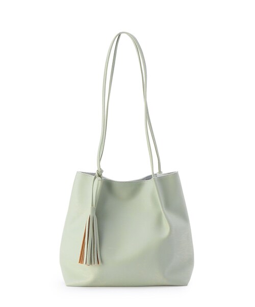 pink adobe（ピンクアドベ）の「◆タッセル付き ショルダーバッグ（トートバッグ・レディース・ライトベージュ/グレー系/サンドベージュ/ブラック/ブラウン系9/グリーン系・00）」の6枚目の写真