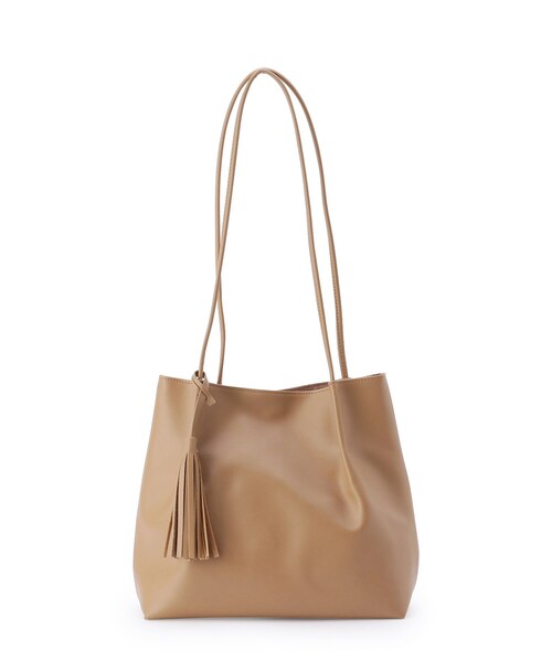 pink adobe（ピンクアドベ）の「◆タッセル付き ショルダーバッグ（トートバッグ・レディース・ライトベージュ/グレー系/サンドベージュ/ブラック/ブラウン系9/グリーン系・00）」の5枚目の写真