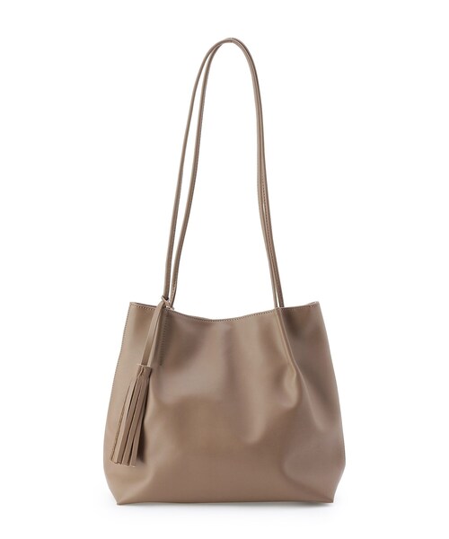 pink adobe（ピンクアドベ）の「◆タッセル付き ショルダーバッグ（トートバッグ・レディース・ライトベージュ/グレー系/サンドベージュ/ブラック/ブラウン系9/グリーン系・00）」の4枚目の写真