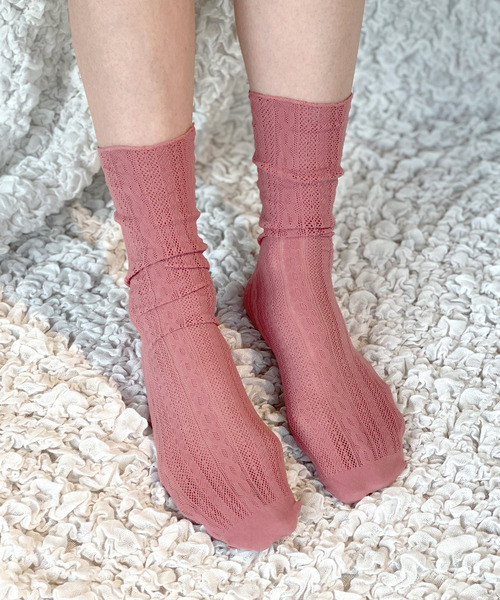 c.u.l（シーユーエル）の「【c.u.l】【単品販売】 デザインストライプ シアーソックス cula148（ソックス/靴下・レディース・ライトブルー/ブラック/ベージュ/ピンク/イエロー/ライトグリーン/アイボリー/ブルーグレー/ライトピンク/テラコッタ・FREE）」の9枚目の写真