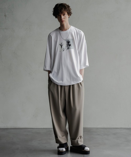 shiki tokyo（シキトウキョウ）の「Double Roll Wide Easy Pants / ダブルロールワイドイージーパンツ（その他パンツ・メンズ・チャコールグレー/オフホワイト/グレイッシュベージュ・SMALL/MEDIUM/LARGE）」の14枚目の写真