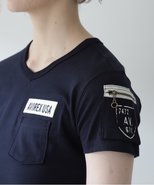 AVIREX(アヴィレックス)の「【WEB限定】ファティーグVネックティーシャツ/ FATIGUE V-NECK T-SHIRT(Tシャツ/カットソー・レディース・ブラック/ネイビー/オリーブ/ホワイト/Black/White・SMALL/MEDIUM/LARGE)」の19枚目の写真