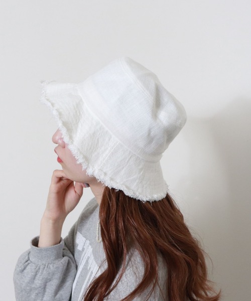 archives(アルシーヴ)の「コットンスラブフリンジハット(ハット・レディース・ベージュ/オフホワイト/ブラック・MEDIUM)」の1枚目の写真