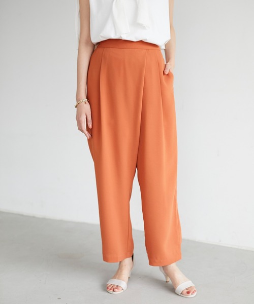 CRAFT STANDARD BOUTIQUE（クラフトスタンダードブティック）の「ラップ風テーパードパンツ　＊◇（スラックス・レディース・ミント/オレンジ/ネイビー/モカ・M/L）」の4枚目の写真