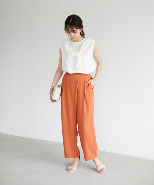 CRAFT STANDARD BOUTIQUE（クラフトスタンダードブティック）の「ラップ風テーパードパンツ　＊◇（スラックス・レディース・ミント/オレンジ/ネイビー/モカ・M/L）」の6枚目の写真