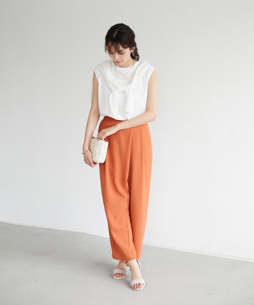 CRAFT STANDARD BOUTIQUE（クラフトスタンダードブティック）の「ラップ風テーパードパンツ　＊◇（スラックス・レディース・ミント/オレンジ/ネイビー/モカ・M/L）」の7枚目の写真