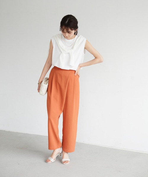 CRAFT STANDARD BOUTIQUE（クラフトスタンダードブティック）の「ラップ風テーパードパンツ　＊◇（スラックス・レディース・ミント/オレンジ/ネイビー/モカ・M/L）」の9枚目の写真