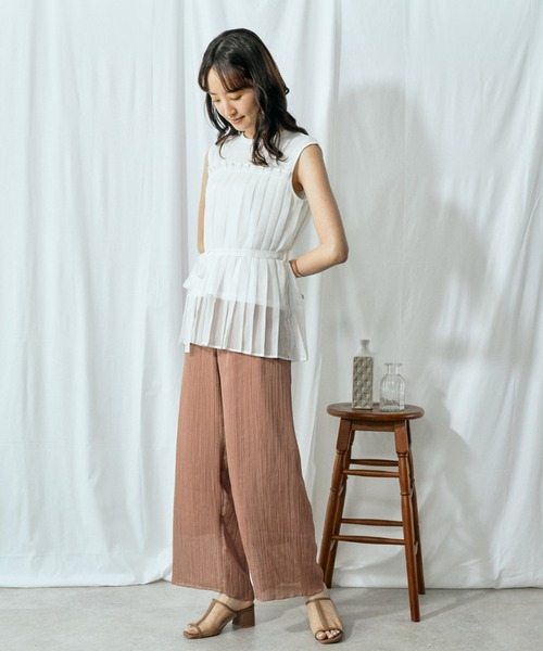 Amourire（アムリール）の「シアープリーツパンツ（その他パンツ・レディース・カーキ/ピンク/ブルーグレー/キャメル・M）」の10枚目の写真