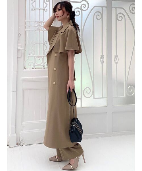 RESEXXY（リゼクシー）の「フロントボタンセミワイドパンツ【セットアップ着用可能】（その他パンツ・レディース・ベージュ/ブラウン/グリーン・FREE）」の4枚目の写真