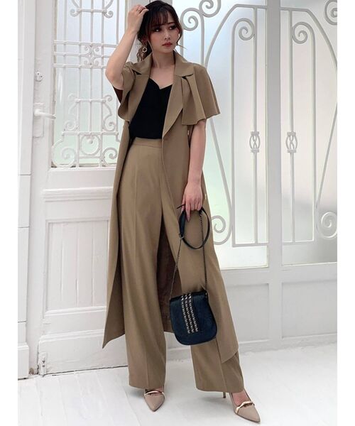 RESEXXY（リゼクシー）の「フロントボタンセミワイドパンツ【セットアップ着用可能】（その他パンツ・レディース・ベージュ/ブラウン/グリーン・FREE）」の5枚目の写真