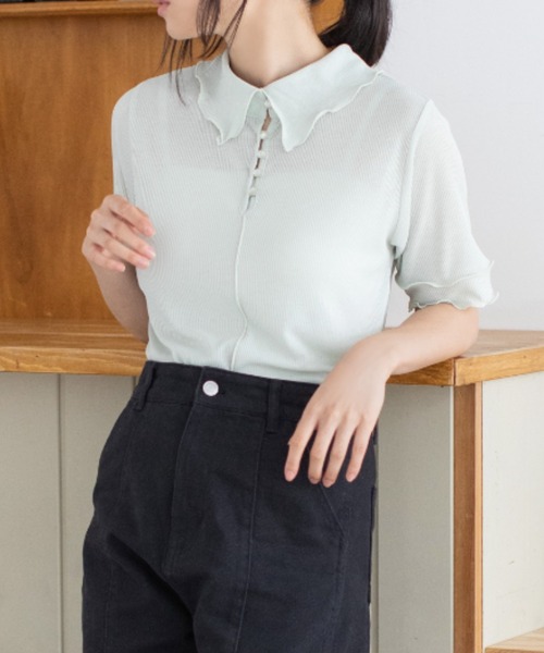 Mysa&Liina（ミーサリーナ）の「2WAYテレコシアートップス（Tシャツ/カットソー・レディース・ブラック/パープル/ミント/キナリ・M）」の2枚目の写真