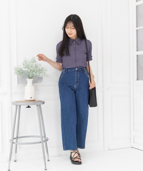 Mysa&Liina（ミーサリーナ）の「2WAYテレコシアートップス（Tシャツ/カットソー・レディース・ブラック/パープル/ミント/キナリ・M）」の5枚目の写真