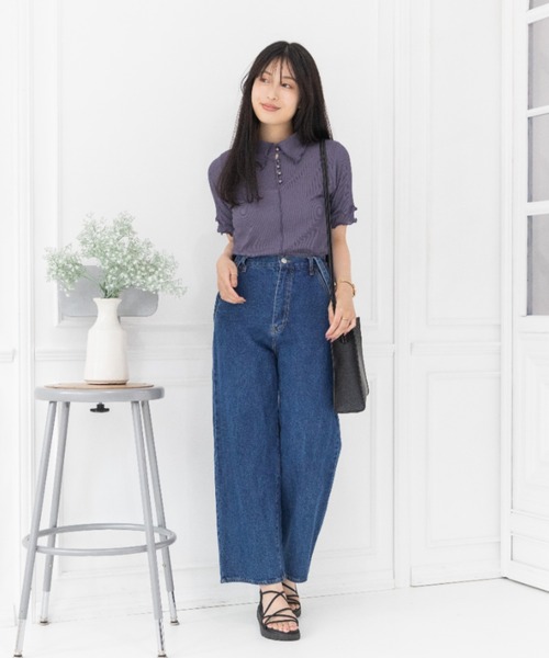 Mysa&Liina（ミーサリーナ）の「2WAYテレコシアートップス（Tシャツ/カットソー・レディース・ブラック/パープル/ミント/キナリ・M）」の6枚目の写真