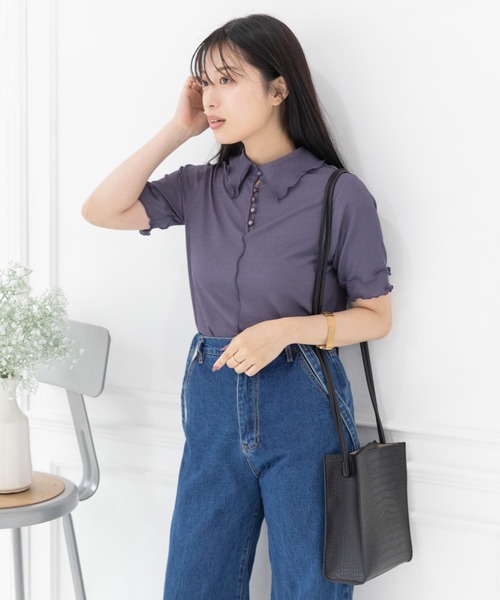 Mysa&Liina（ミーサリーナ）の「2WAYテレコシアートップス（Tシャツ/カットソー・レディース・ブラック/パープル/ミント/キナリ・M）」の10枚目の写真
