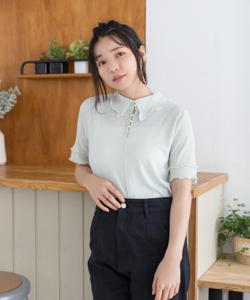 Mysa&Liina（ミーサリーナ）の「2WAYテレコシアートップス（Tシャツ/カットソー・レディース・ブラック/パープル/ミント/キナリ・M）」の20枚目の写真