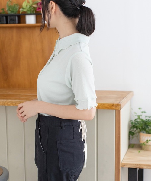 Mysa&Liina（ミーサリーナ）の「2WAYテレコシアートップス（Tシャツ/カットソー・レディース・ブラック/パープル/ミント/キナリ・M）」の21枚目の写真