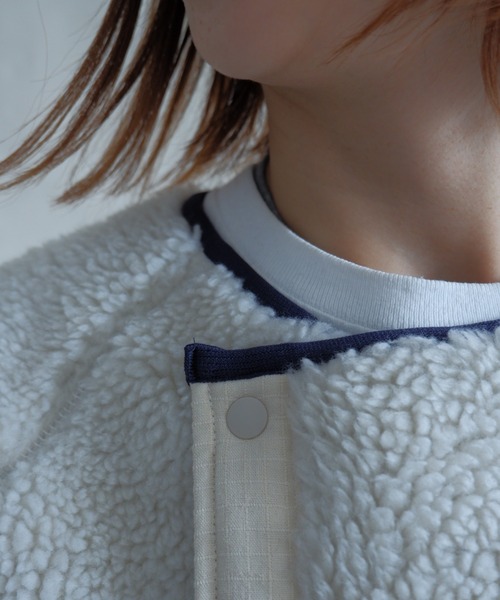 MANASTASH（マナスタッシュ）の「MANASTASH/マナスタッシュ　W's  MT. GORILLA LONG JKT '21　ウィメンズ　マウントゴリラ　ロングジャケット　フリース（ノーカラーコート・レディース・ライトブラウン/ナチュラル/ブラック/オリーブ・MEDIUM）」の17枚目の写真