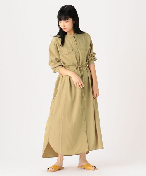 Beams ワンピース セール フラップポケット Beams ロングシャツ Heart ビームスハート のファッション ワンピース ワンピース Beams Heart