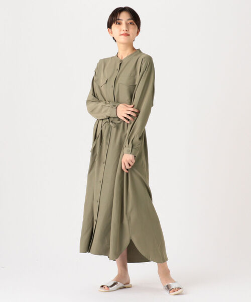 Beams ワンピース セール フラップポケット Beams ロングシャツ Heart ビームスハート のファッション ワンピース ワンピース Beams Heart