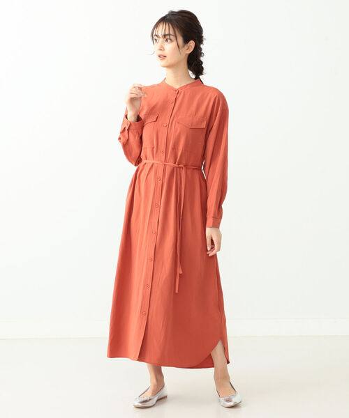 BEAMS HEART（ビームスハート）の「BEAMS HEART / フラップポケット ロングシャツ ワンピース（ワンピース・レディース・ベージュ/オリーブ/オレンジ・FREE）」の3枚目の写真