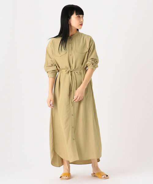 BEAMS HEART（ビームスハート）の「BEAMS HEART / フラップポケット ロングシャツ ワンピース（ワンピース・レディース・ベージュ/オリーブ/オレンジ・FREE）」の13枚目の写真