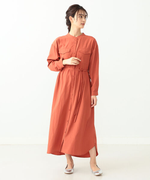 BEAMS HEART（ビームスハート）の「BEAMS HEART / フラップポケット ロングシャツ ワンピース（ワンピース・レディース・ベージュ/オリーブ/オレンジ・FREE）」の12枚目の写真