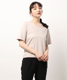 m.f.editorial | エムエフエディトリアルレディース/m.f.editorial：Women 【透け防止】針抜き Vネック半袖Tシャツ(Tシャツ/カットソー)