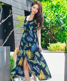 TeddyShop | レディース ボタニカル柄バックリボンサマードレスワンピ(ワンピース)