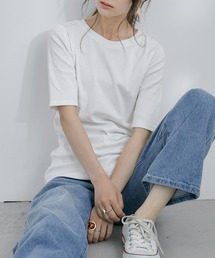Fashion Letter | コットンフライス5分袖Tシャツカットソー(Tシャツ/カットソー)