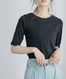 コットンフライス5分袖Tシャツカットソー