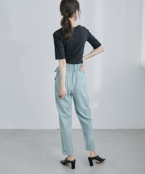 Fashion Letter（ファッションレター）の「コットンフライス5分袖Tシャツカットソー（Tシャツ/カットソー・レディース・ブラック/ネイビー/チャコールグレー/オフホワイト/杢グレー・M/3L/4L/LL/L）」の13枚目の写真