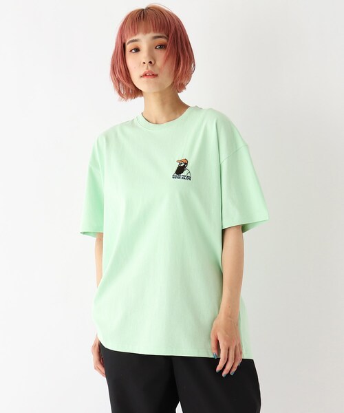 BASECONTROL(ベースコントロール)の「◆Quash 髭グラフィック ワンポイントサガラ刺繍半袖Tシャツ(Tシャツ/カットソー・レディース・アイボリー系/アイボリー系2/アイボリー系1/ライトグリーン/ダークグリーン/ネイビー/アイボリー/ブラック・99)」の8枚目の写真