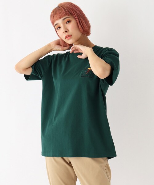 BASECONTROL(ベースコントロール)の「◆Quash 髭グラフィック ワンポイントサガラ刺繍半袖Tシャツ(Tシャツ/カットソー・レディース・アイボリー系/アイボリー系2/アイボリー系1/ライトグリーン/ダークグリーン/ネイビー/アイボリー/ブラック・99)」の7枚目の写真