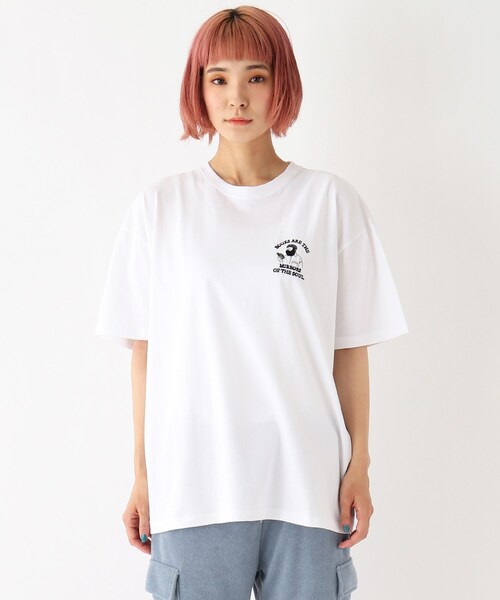 BASECONTROL(ベースコントロール)の「◆Quash 髭グラフィック ワンポイントサガラ刺繍半袖Tシャツ(Tシャツ/カットソー・レディース・アイボリー系/アイボリー系2/アイボリー系1/ライトグリーン/ダークグリーン/ネイビー/アイボリー/ブラック・99)」の9枚目の写真