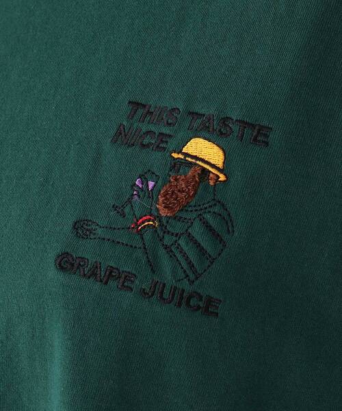 BASECONTROL(ベースコントロール)の「◆Quash 髭グラフィック ワンポイントサガラ刺繍半袖Tシャツ(Tシャツ/カットソー・レディース・アイボリー系/アイボリー系2/アイボリー系1/ライトグリーン/ダークグリーン/ネイビー/アイボリー/ブラック・99)」の11枚目の写真